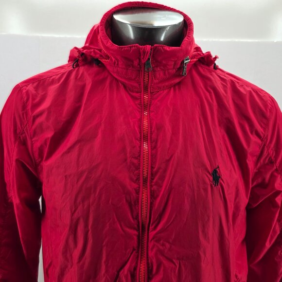 Polo Ralph Lauren Men's Red Hooded Pony Waterproof Rain Jacket Full Zip  Medium - Picture 3 of 15